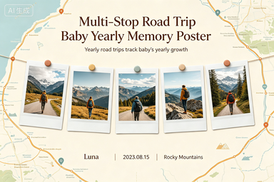 RS-0905 | Multi-Stop Road Trip Baby Yearly Memory Poster