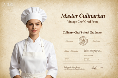 RS-1020 | Master Culinarian Vintage Chef Grad Print (Culinary Chef School Graduate)