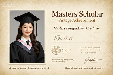 RS-1006 | Masters Scholar Vintage Achievement Print (Masters Postgraduate Graduate)