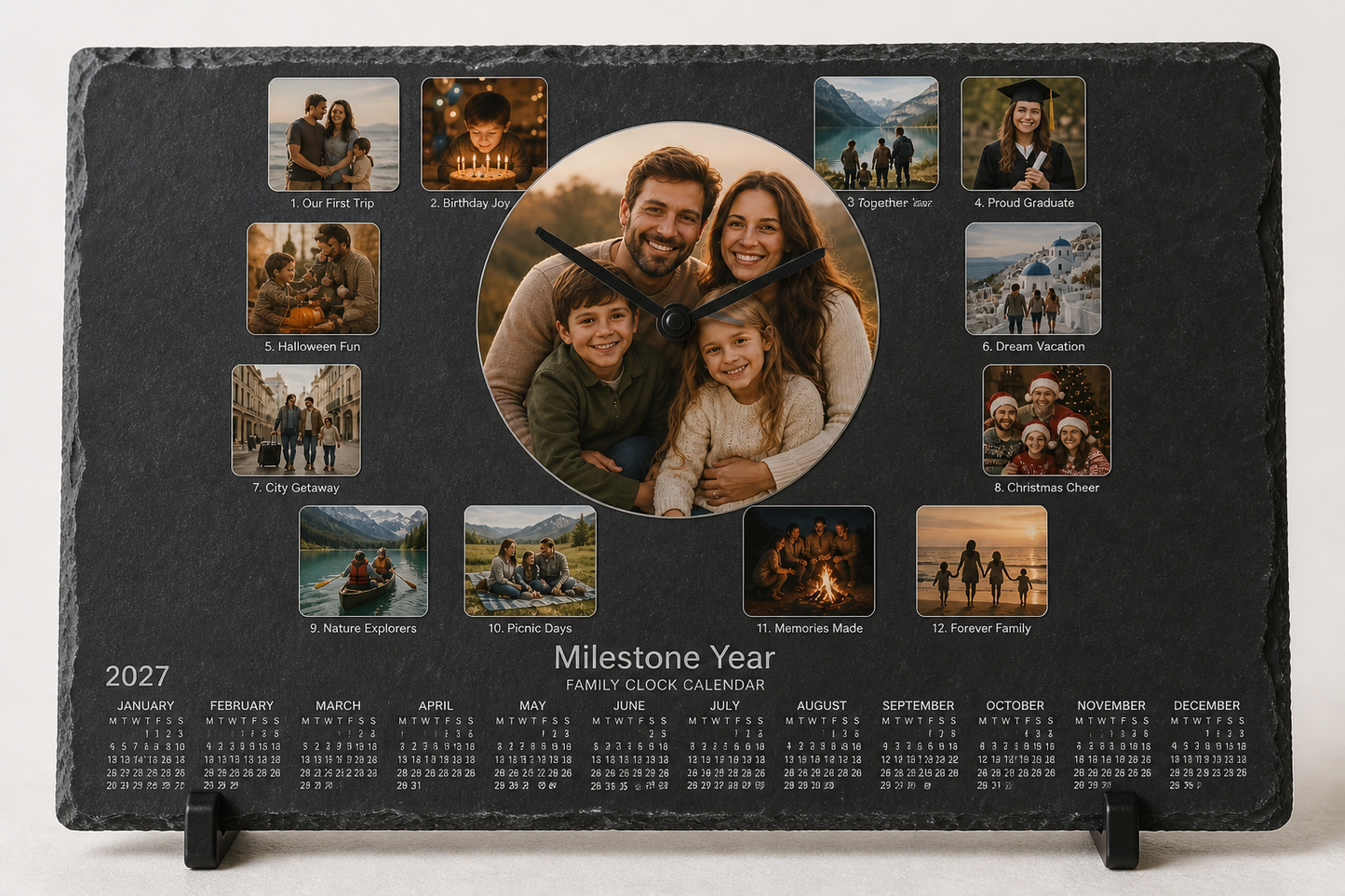 11. 12‑Photo Business Brand Clock Calendar