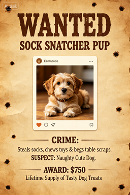 RS-1706 | Wanted - Sock Snatcher Pup (Dog Pet Focus)