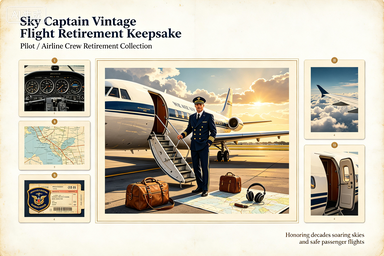 RS-1320 | Sky Captain Vintage Flight Retirement Keepsake (Pilot / Airline Crew Retirement Collection)