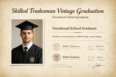RS-1009 | Skilled Tradesman Vintage Grad Honor Plate (Trade / Vocational School Graduate)