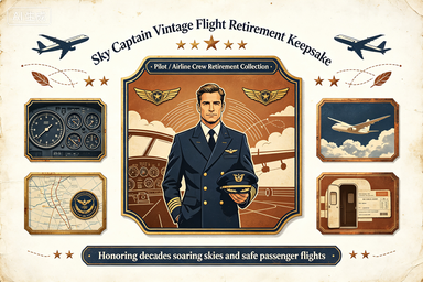 RS-1320 | Sky Captain Vintage Flight Retirement Keepsake (Pilot / Airline Crew Retirement Collection)