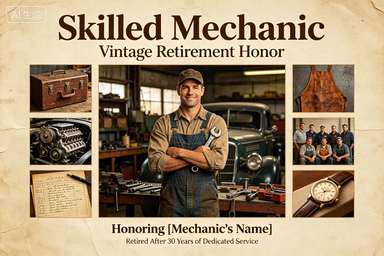 RS-1309 | Skilled Mechanic Vintage Retirement Honor (Mechanic / Auto Repair Retirement Collection)