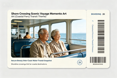 RS-0715 | Shore Crossing Scenic Voyage Memento Art (Coastal Ferry Transit Theme)