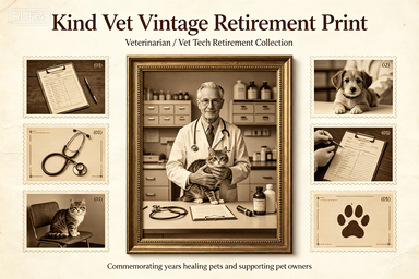 RS-1319 | Kind Vet Vintage Retirement Print (Veterinarian / Vet Tech Retirement Collection)