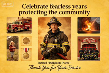 RS-1304 | Brave Firefighter Vintage Retirement Honor (Firefighter Retirement Collection)