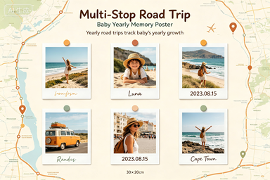 RS-0905 | Multi-Stop Road Trip Baby Yearly Memory Poster