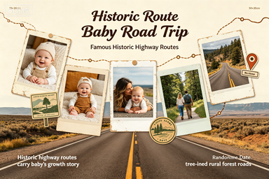 RS-0911 | Historic Route Baby Road Trip Milestone Print