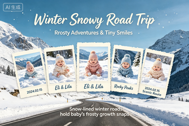 RS-0915 | Winter Snowy Road Trip Baby Growth Poster