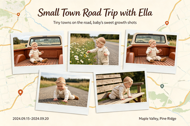 RS-0906 | Small Town Road Trip Baby Memory Poster