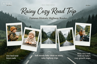RS-0912 | Rainy Cozy Road Trip Baby Memory Poster