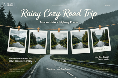 RS-0912 | Rainy Cozy Road Trip Baby Memory Poster