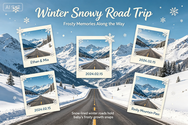 RS-0915 | Winter Snowy Road Trip Baby Growth Poster