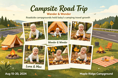 RS-0917 | Campsite Road Trip Baby Growth Memory Poster