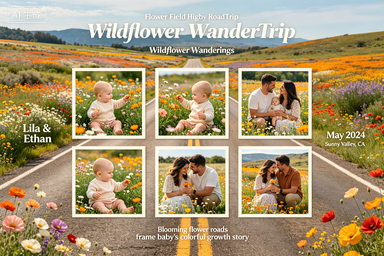 RS-0916 | Flower Field Highway Baby Road Trip Keepsake