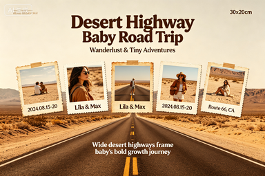 RS-0913 | Desert Highway Baby Road Trip Growth Keepsake
