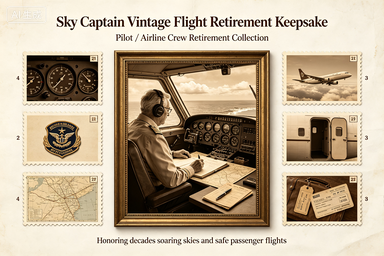 RS-1320 | Sky Captain Vintage Flight Retirement Keepsake (Pilot / Airline Crew Retirement Collection)
