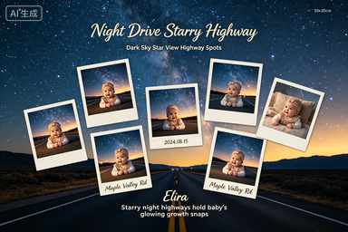 RS-0919 | Night Drive Starry Highway Baby Memory Poster