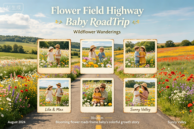 RS-0916 | Flower Field Highway Baby Road Trip Keepsake