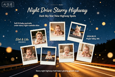 RS-0919 | Night Drive Starry Highway Baby Memory Poster