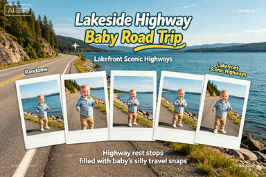 RS-0909 | Lakeside Highway Baby Road Trip Memory Poster