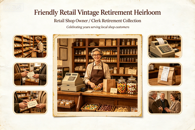 RS-1318 | Friendly Retail Vintage Retirement Heirloom (Retail Shop Owner / Clerk Retirement Collection)
