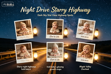 RS-0919 | Night Drive Starry Highway Baby Memory Poster