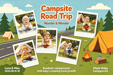 RS-0917 | Campsite Road Trip Baby Growth Memory Poster