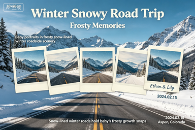 RS-0915 | Winter Snowy Road Trip Baby Growth Poster