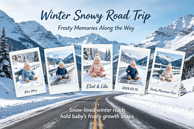 RS-0915 | Winter Snowy Road Trip Baby Growth Poster