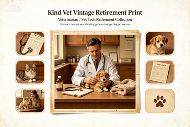 RS-1319 | Kind Vet Vintage Retirement Print (Veterinarian / Vet Tech Retirement Collection)