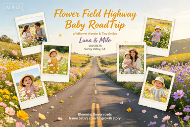 RS-0916 | Flower Field Highway Baby Road Trip Keepsake