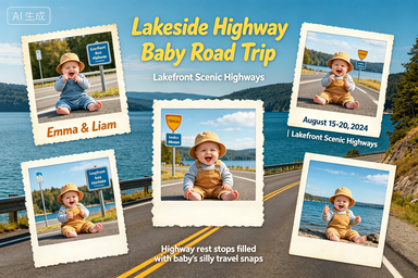 RS-0909 | Lakeside Highway Baby Road Trip Memory Poster