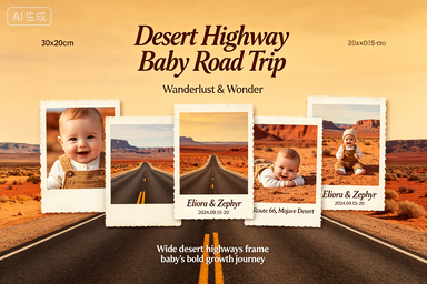 RS-0913 | Desert Highway Baby Road Trip Growth Keepsake