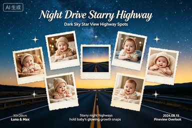 RS-0919 | Night Drive Starry Highway Baby Memory Poster