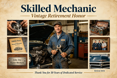 RS-1309 | Skilled Mechanic Vintage Retirement Honor (Mechanic / Auto Repair Retirement Collection)