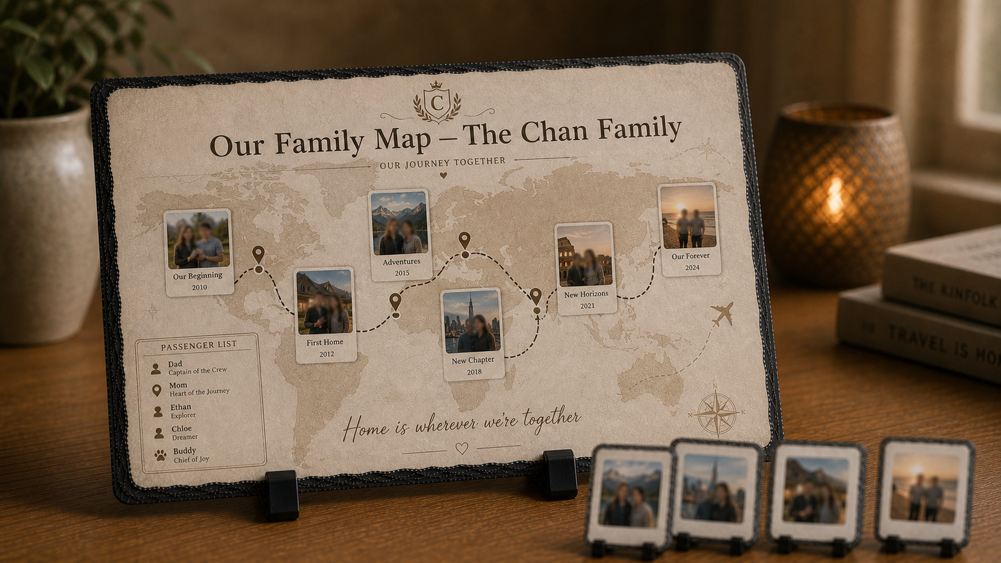 RS-0810 | Vintage Map Style & Travel Photo Collage