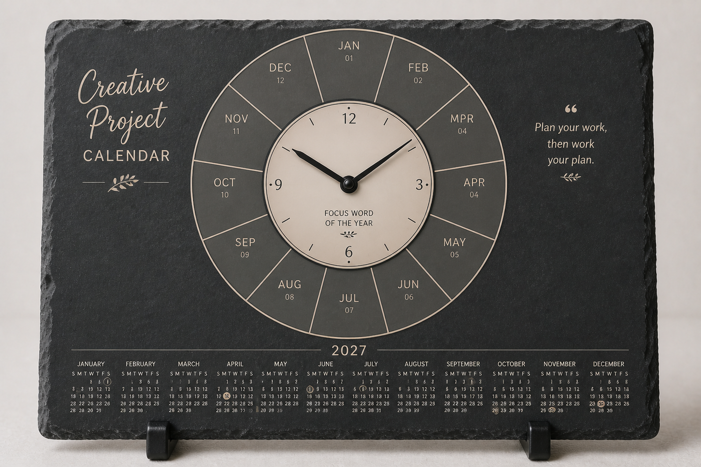 8. 4‑Photo Office Desk Clock Calendar