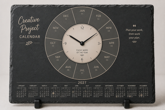 8. 4‑Photo Office Desk Clock Calendar