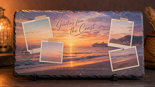 Coastal Postcard Sunset Slate