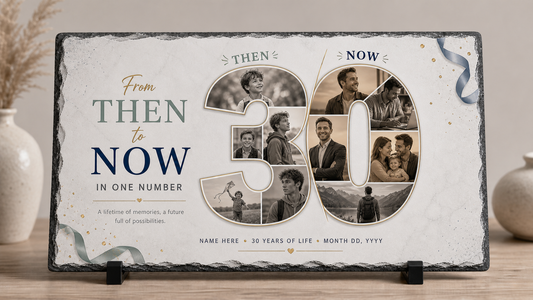 Big Number Birthday Collage – Past & Present